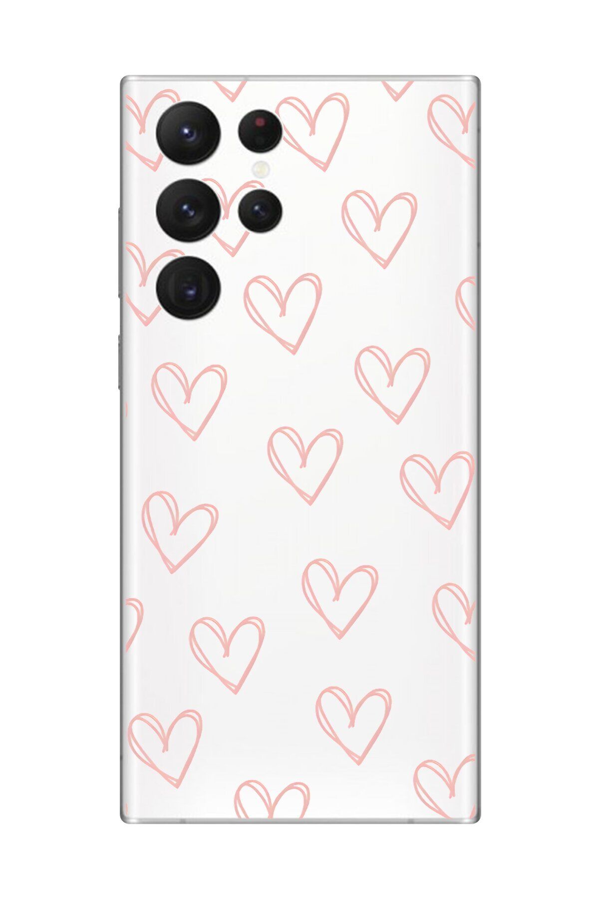Dali Design Galaxy S22 Ultra Uyumlu Şeffaf Kılıf Şeffaf Kalp 2 Tasarımlı
