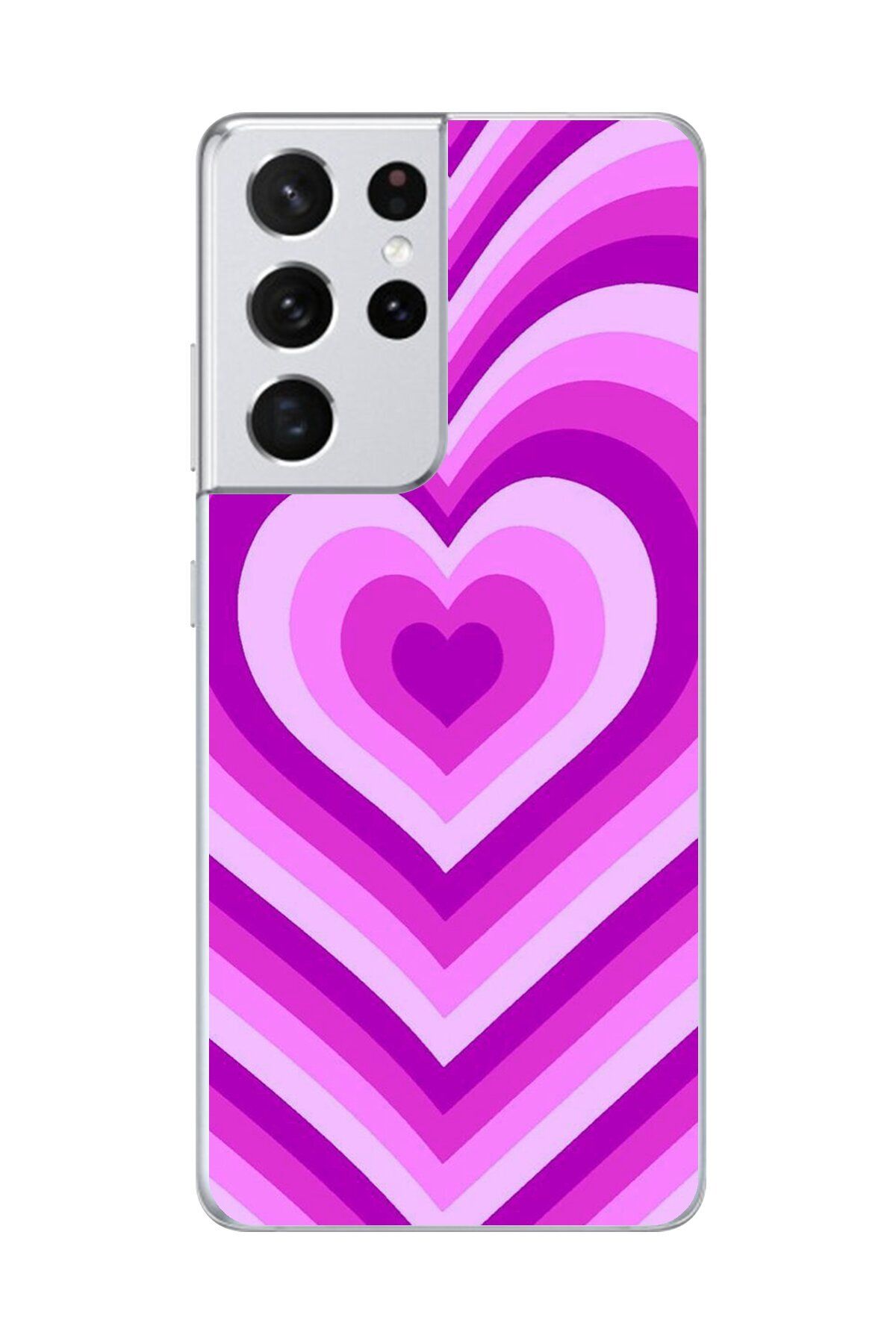 Dali Design Galaxy S21 Ultra Uyumlu Şeffaf Kılıf Kalp 2 Tasarımlı
