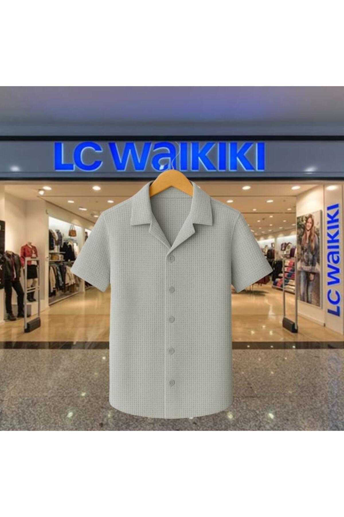 LC Waikiki %100 Pamuk Yeni Sezon Trend Kısa Kol Erkek Düğmeli Premium Gömlek