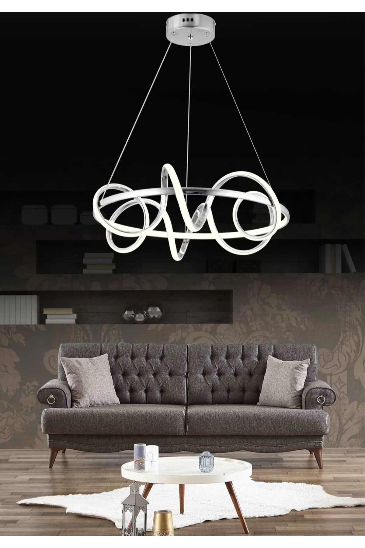 Home Kuzey Siyah Modern Sarkıt Led Ultra 3 Renk Avize