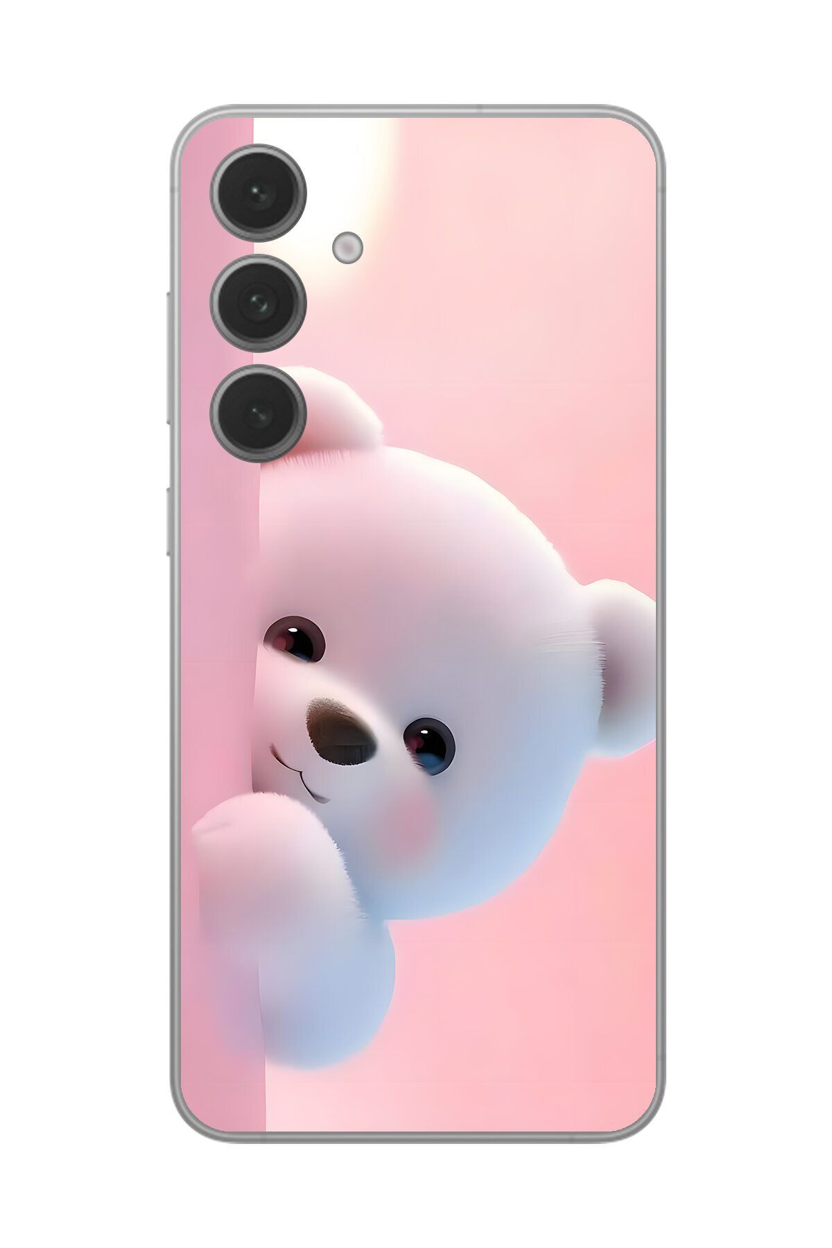 Dali Design Samsung Galaxy S24 Uyumlu Şeffaf Kılıf 1 Peluş Ayıcık Tasarımlı