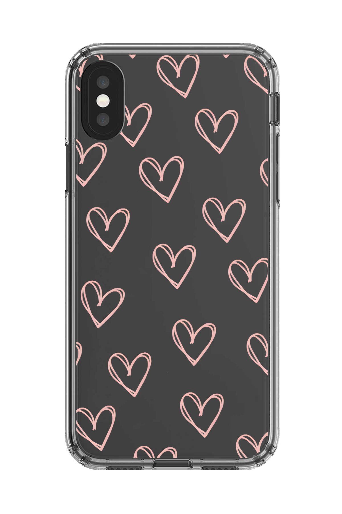 Dali Design iPhone XS Max Uyumlu Şeffaf Kılıf Şeffaf Kalp 2 Tasarımlı