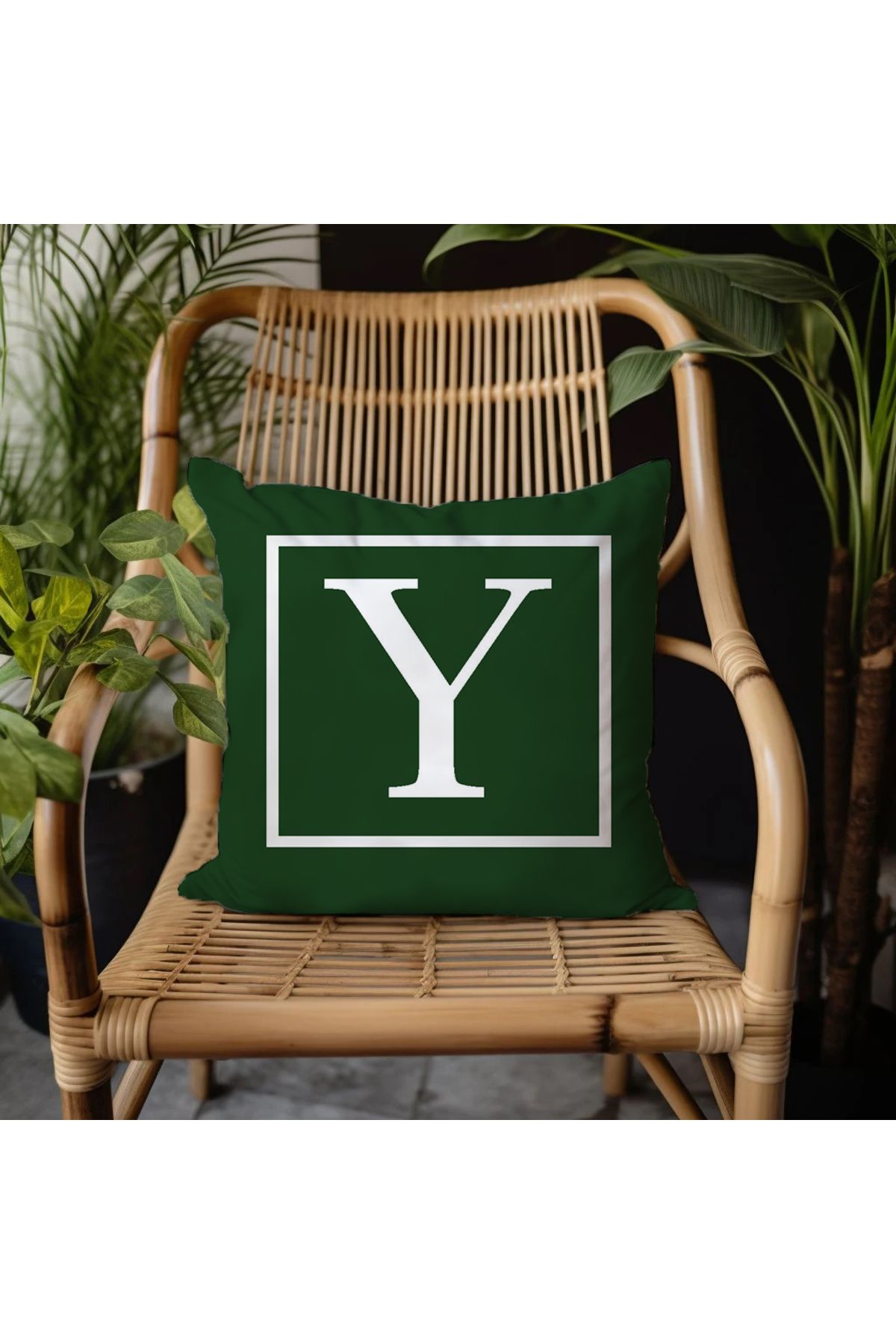 GREENDECOR Y Harfi Elyaf Dolgulu Kırlent Y Harfli Süs Yastık Dekoratif Kırlent 25x25 veya 40x40cm Hediyelik