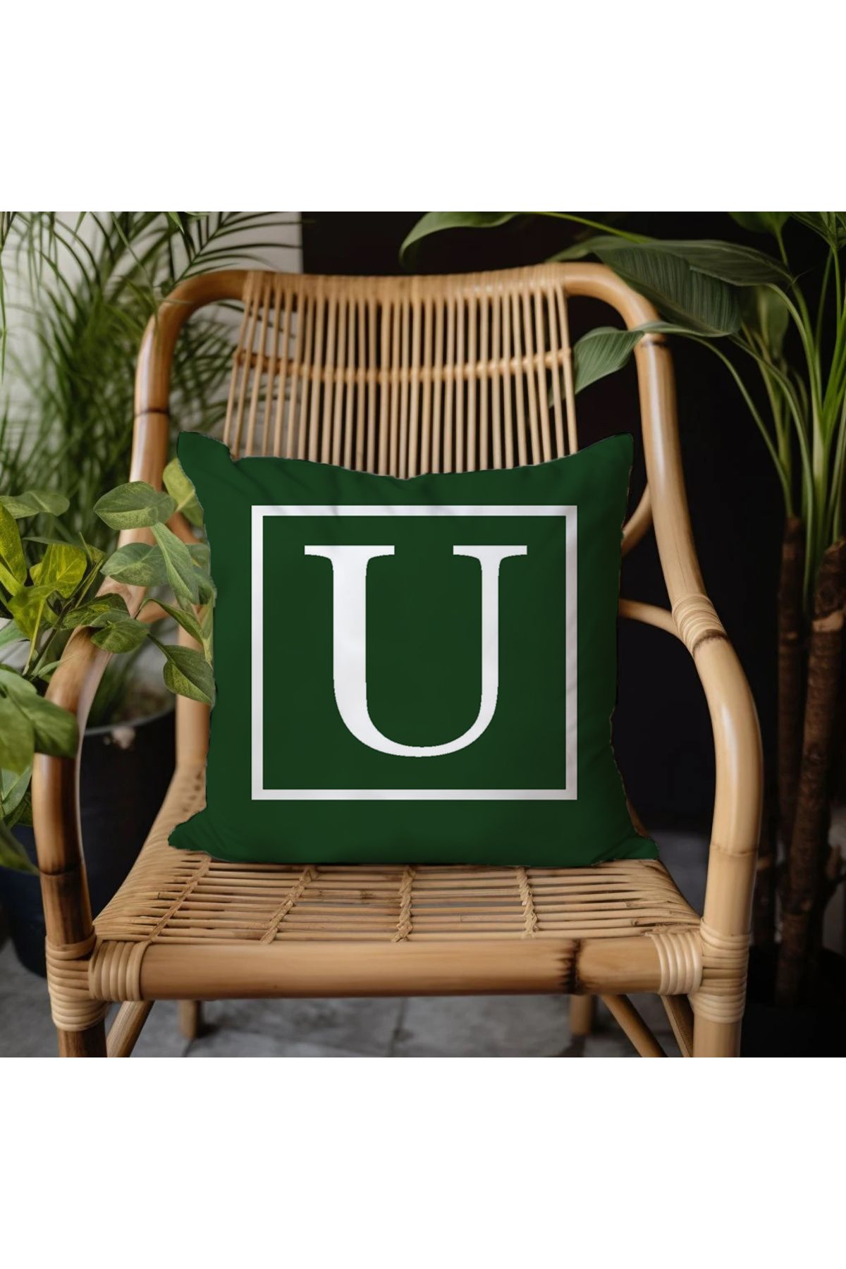 GREENDECOR U Harfi Elyaf Dolgulu Kırlent U Harfli Süs Yastık Dekoratif Kırlent 25x25 veya 40x40cm Hediyelik