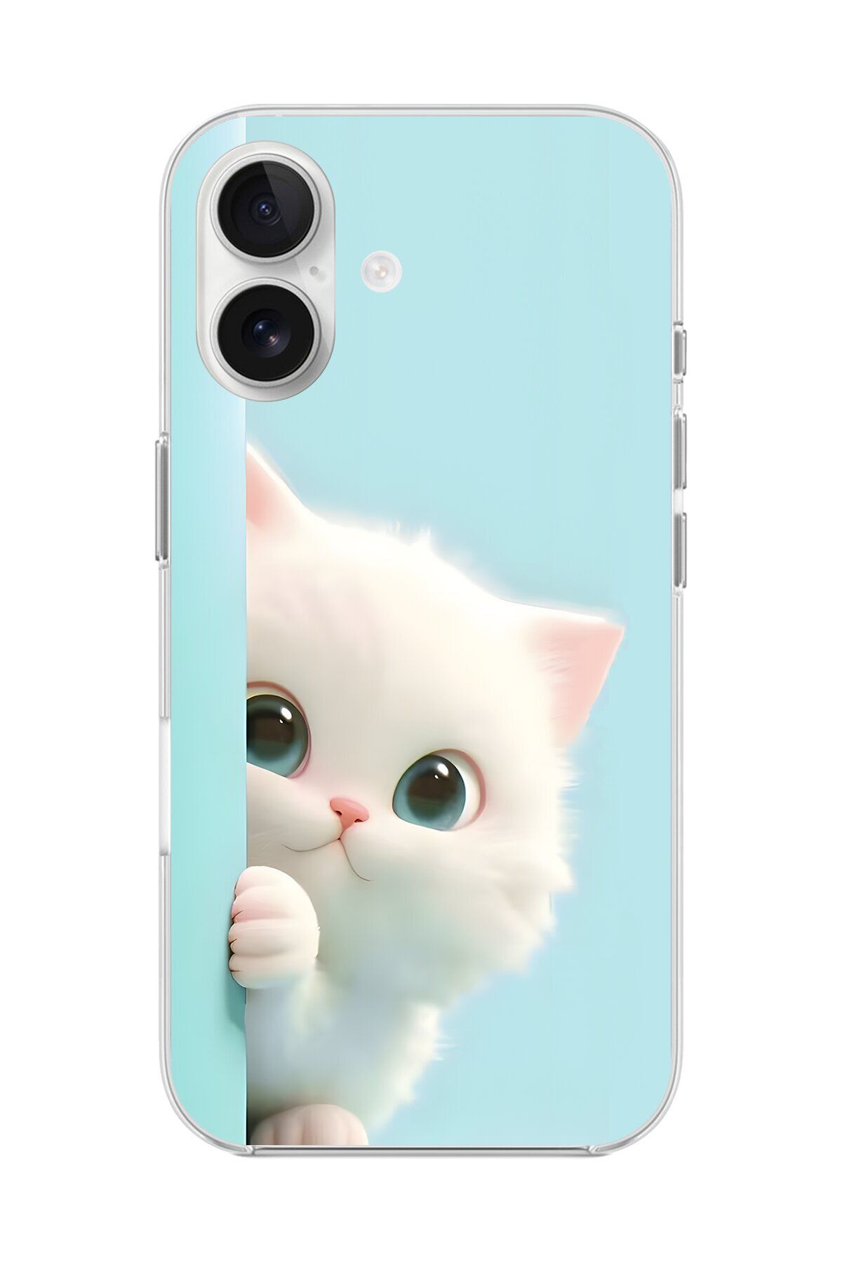 Dali Design iPhone 16 Uyumlu Şeffaf Kılıf 2 Peluş Kedi Tasarımlı