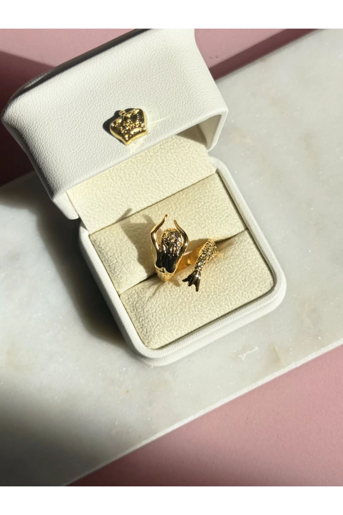 Harlofia Jewelry Ayarlanabilir Altın Kaplama Deniz Kızı Yüzük