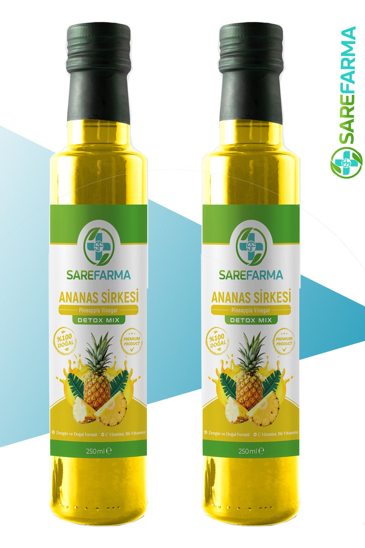 sarefarma Bromelain Ananas Sirkesi Detox Mix 250 Ml ( 2 Adet ) Doğal Fermantasyon