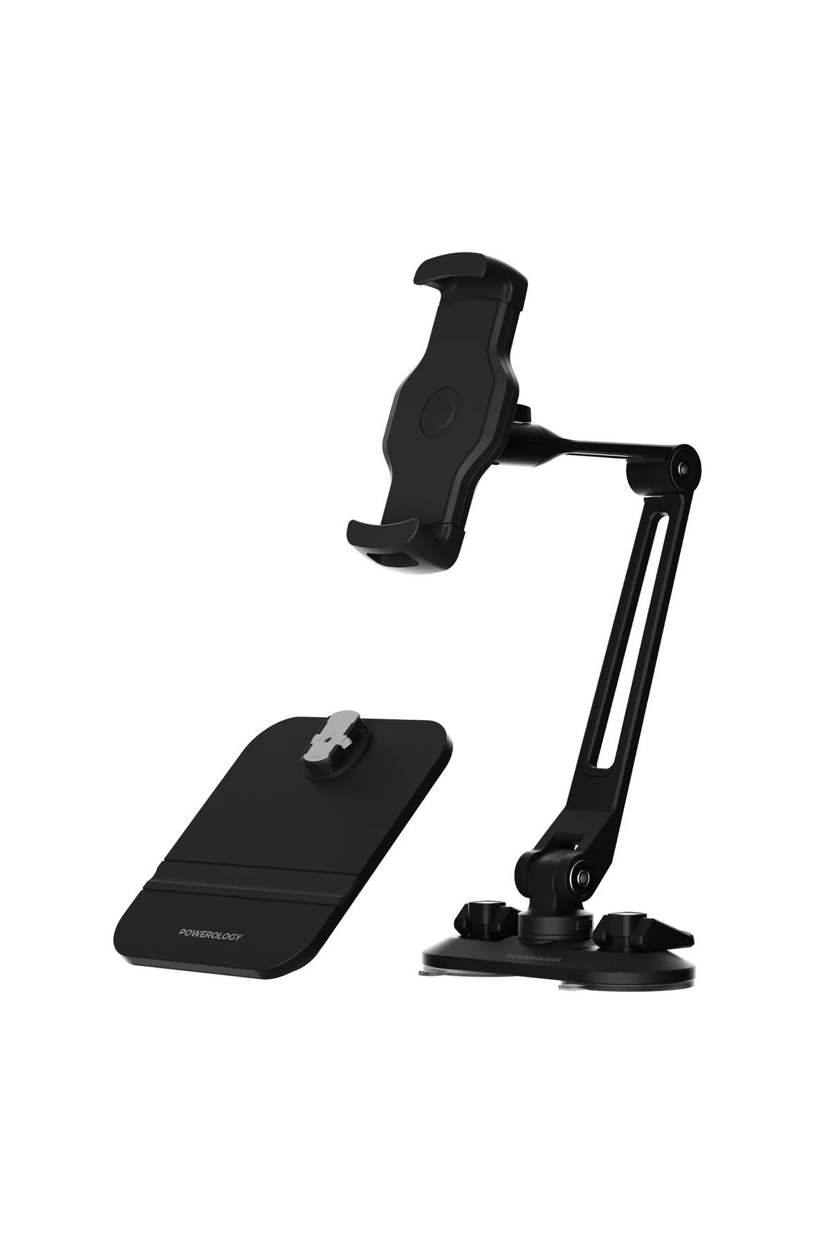 Powerology Masaüstü Vantuzlu 360 Dönen Ayarlanabilir Sağlam Metal Telefon Tablet Standı