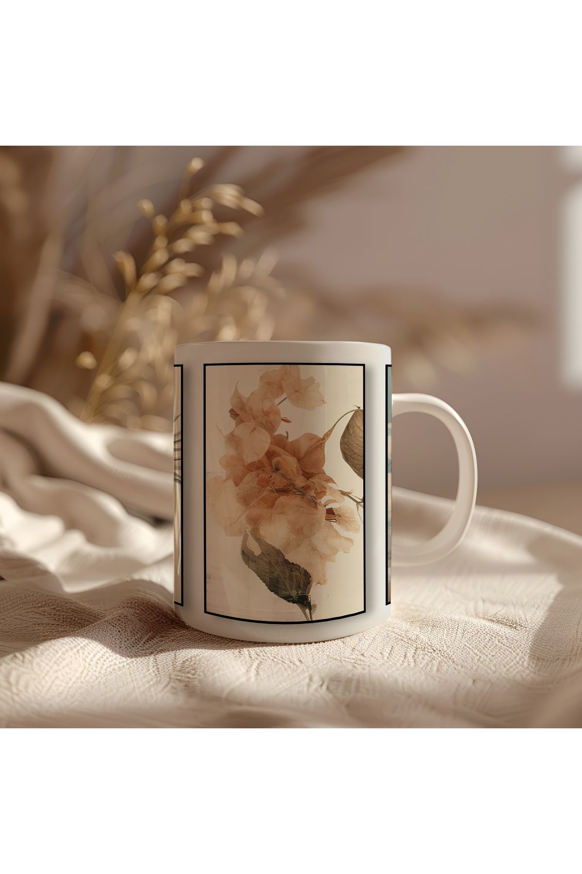 waspandhornet Floral Desenli Seramik Kupa