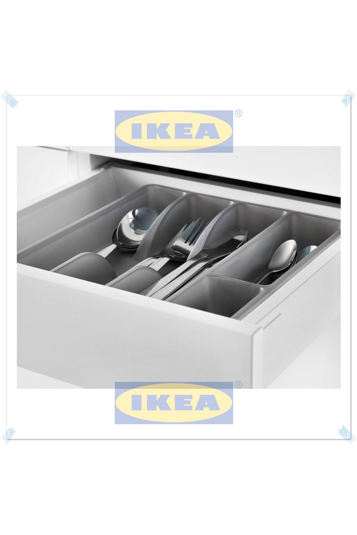IKEA Smacker Gri Çatal Bıçaklık, Çekmece İçi Kaşıklık, Çekmece İçi Çatal Bıçaklık, 31x26 cm