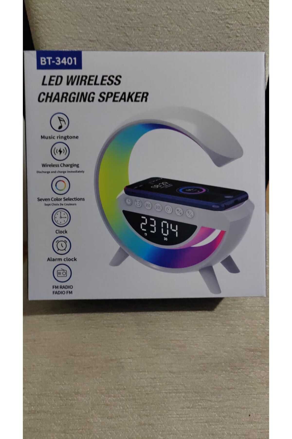 Aydoganticaret44 Kablosuz Şarjlı 7 Renkli Taşınabilir Hoparlör Led Wıreless Şarj Özellikli Radyolu Masa Gece Lambası