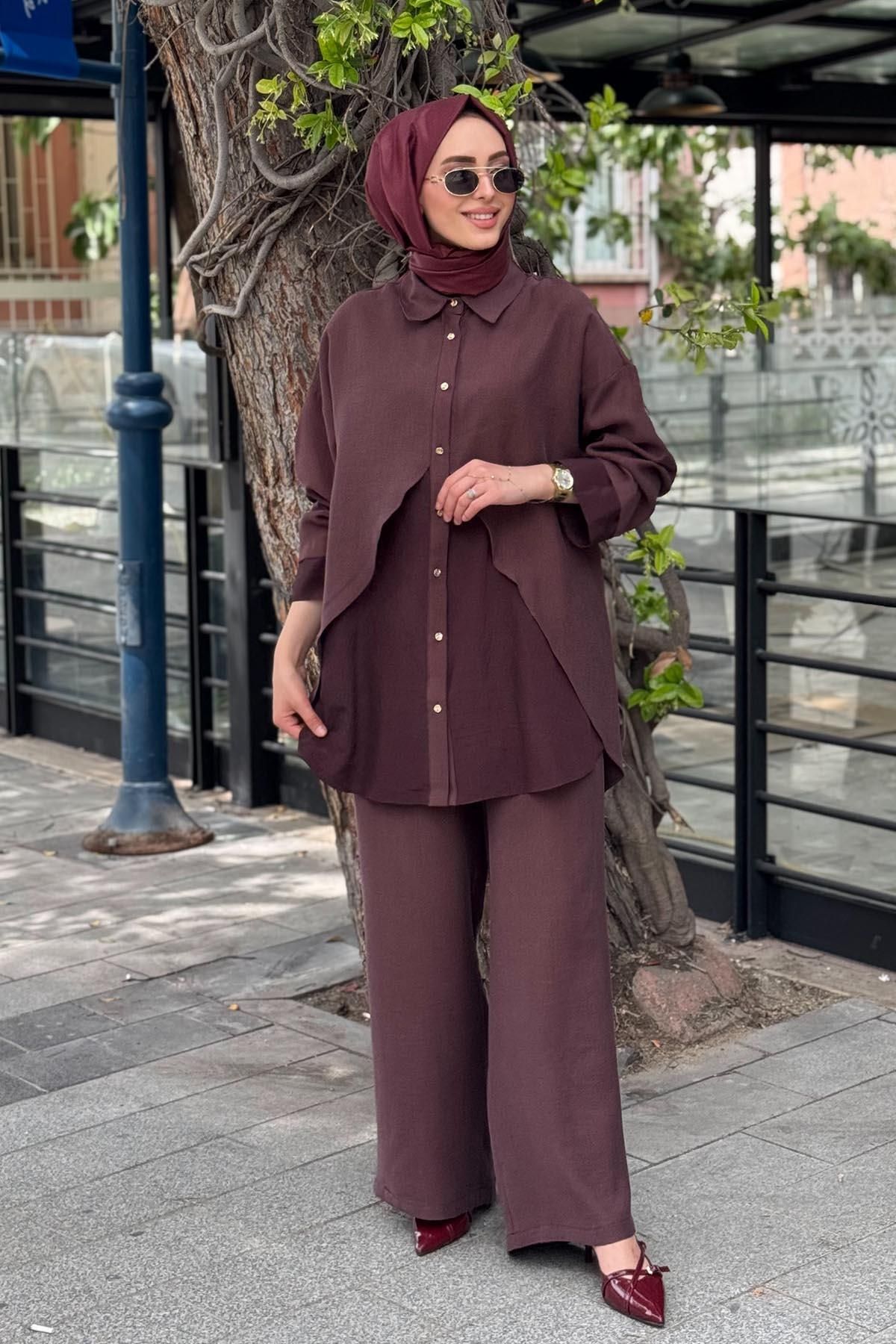 Ceremony Pantolonlu Takım S-5954 Kızıl kahve