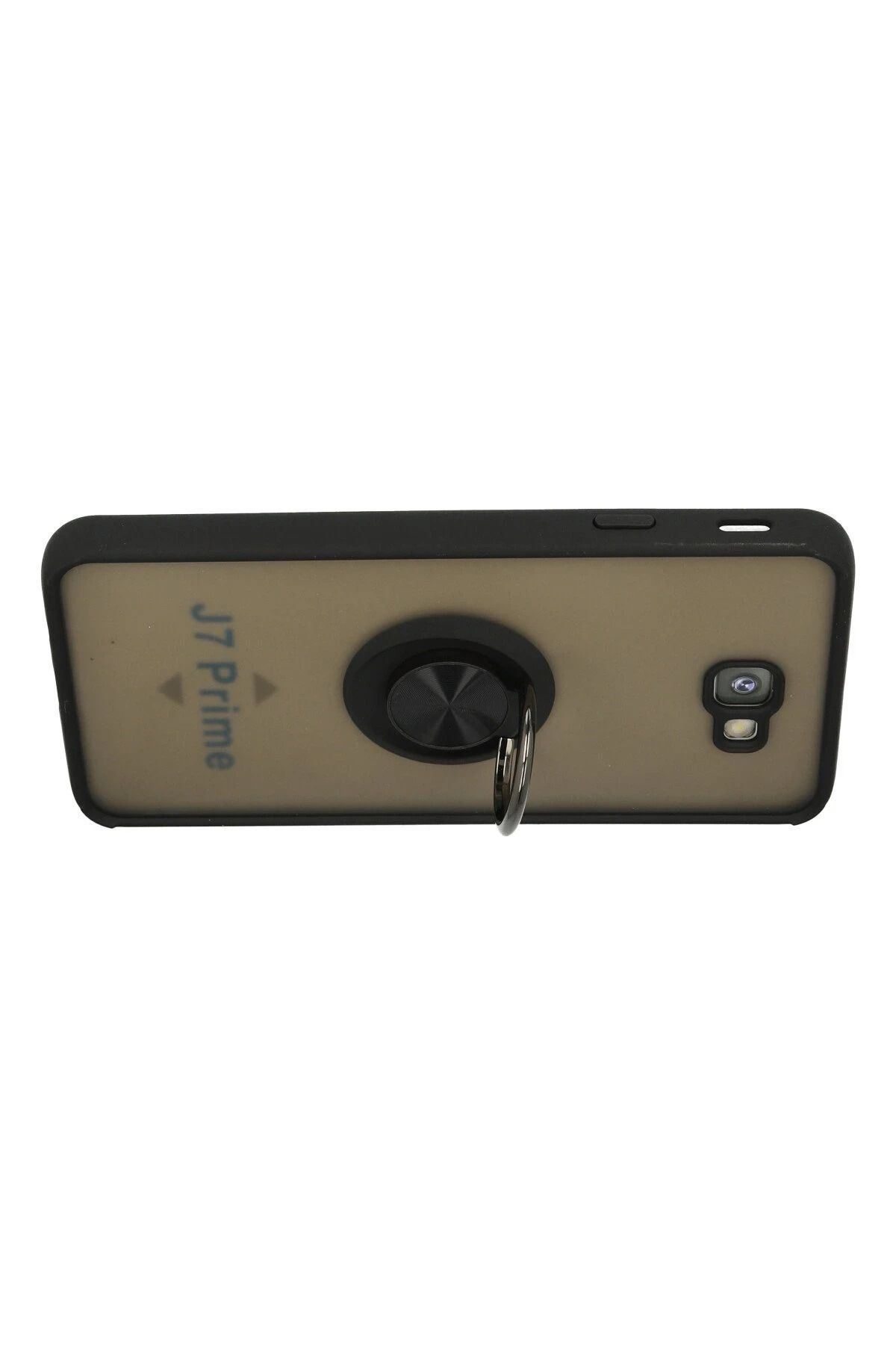 NewFace Samsung Galaxy J7 Prime Kılıf Montreal Yüzüklü Silikon Kapak - Siyah MRAYD