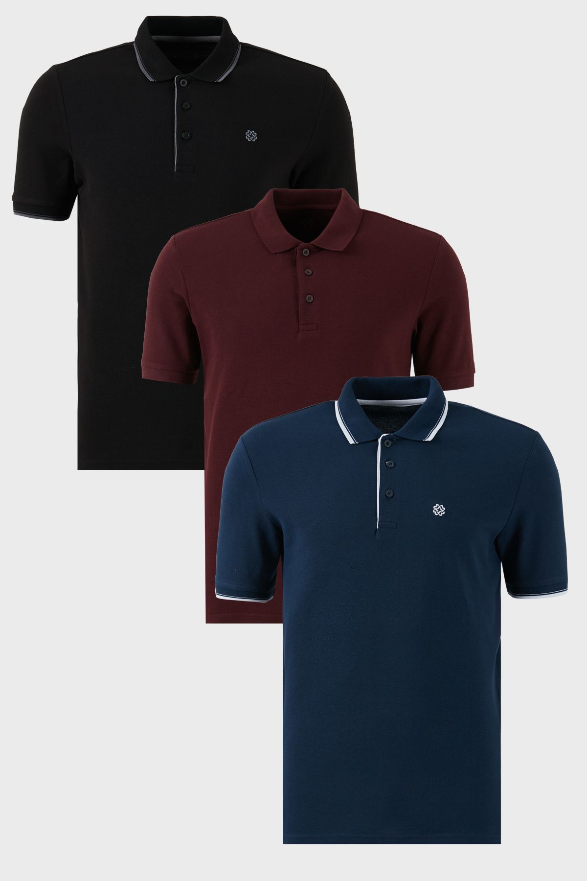 Buratti Pamuklu Regular Fit Düğmeli Polo Yaka 3'lü Paket T Shirt Erkek T SHİRT 590211827S3