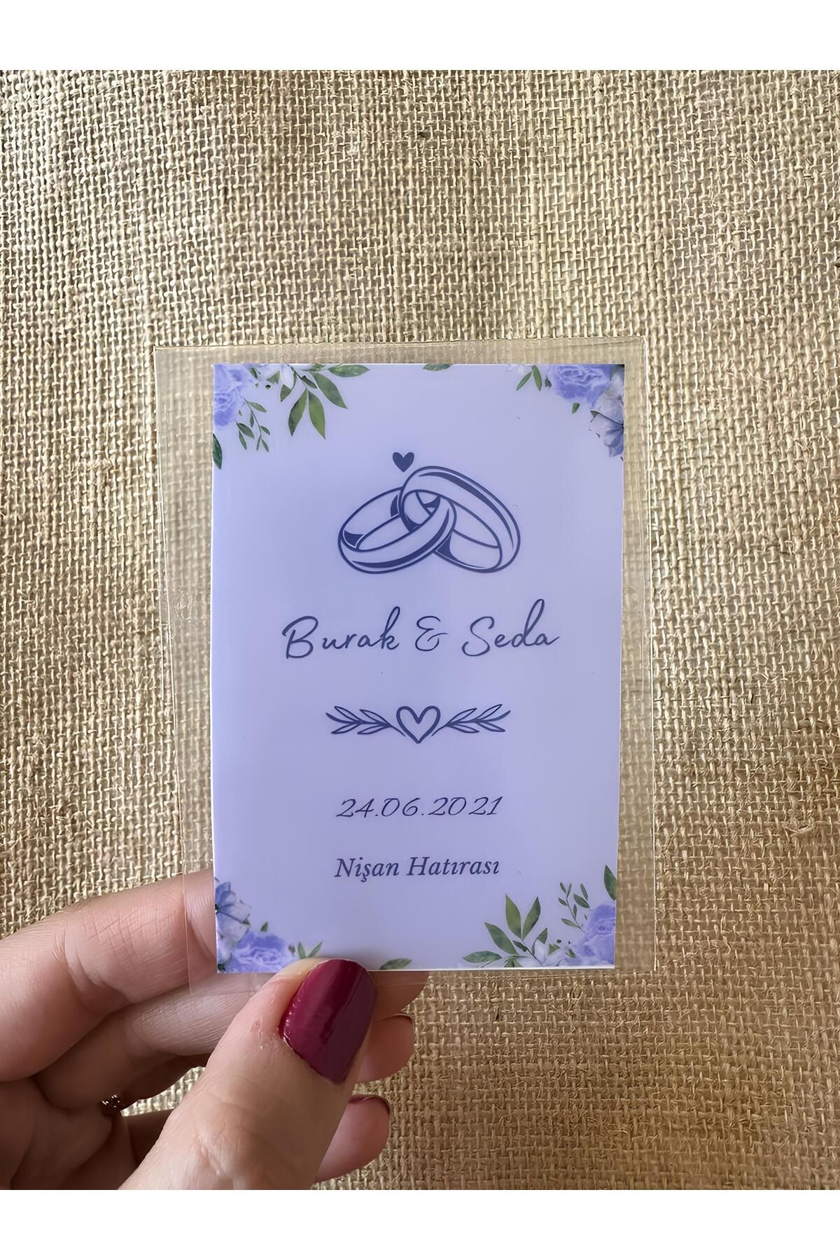 Renkia Studio Lila Temalı Nişan Magneti 15’li Set - Kişiye Özel Zarif Hediyelik Hatıra