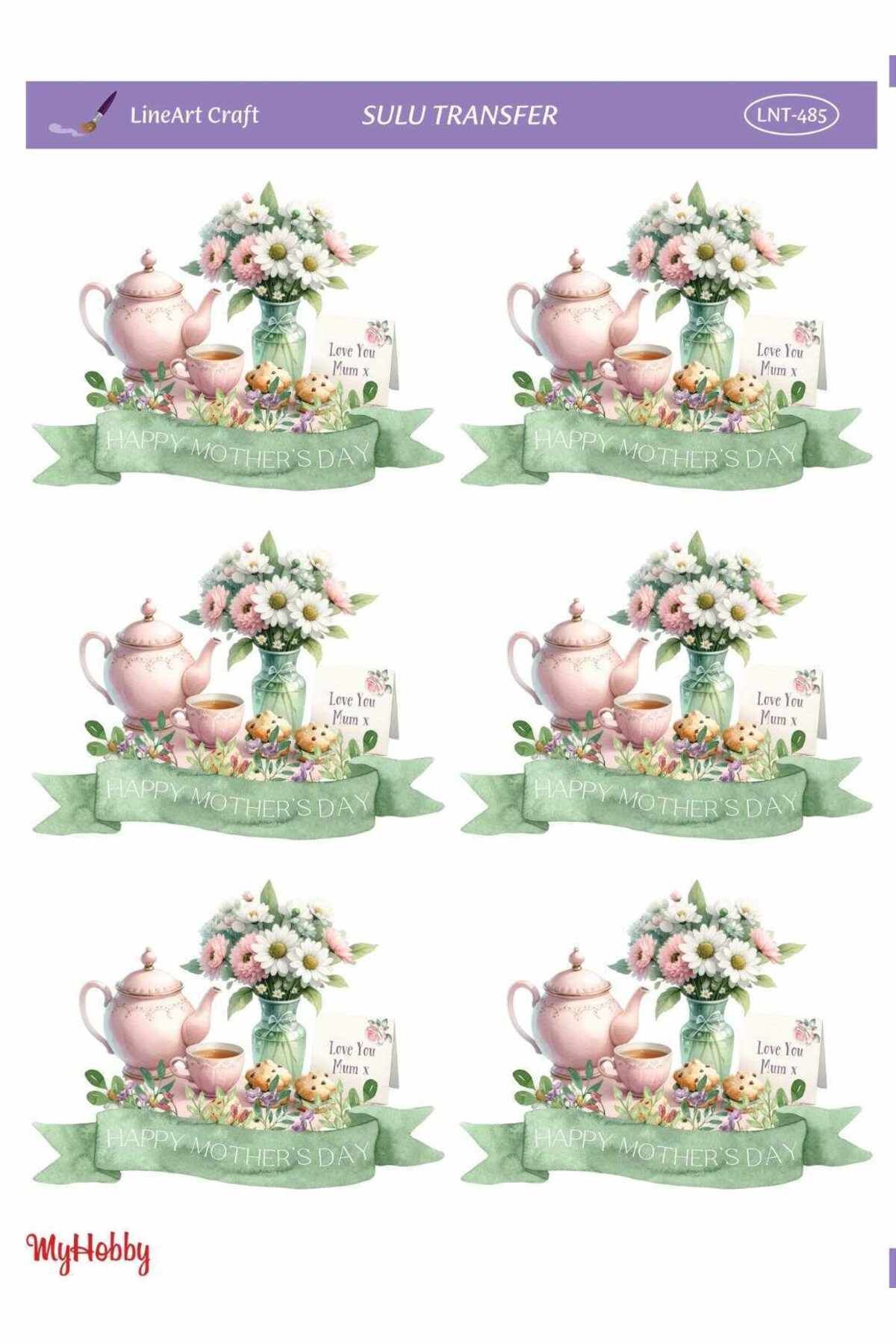 LİNEART LNT485 Çoklu, Anneler Günü, Annelere Özel Dekor Açık Zemin Sulu Transfer 25*35 cm