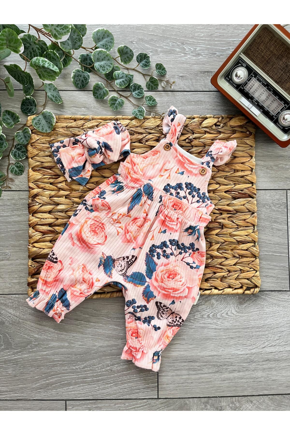 urzalobaby KIZ BEBEK GÜL DESENLİ TULUM SALOPET