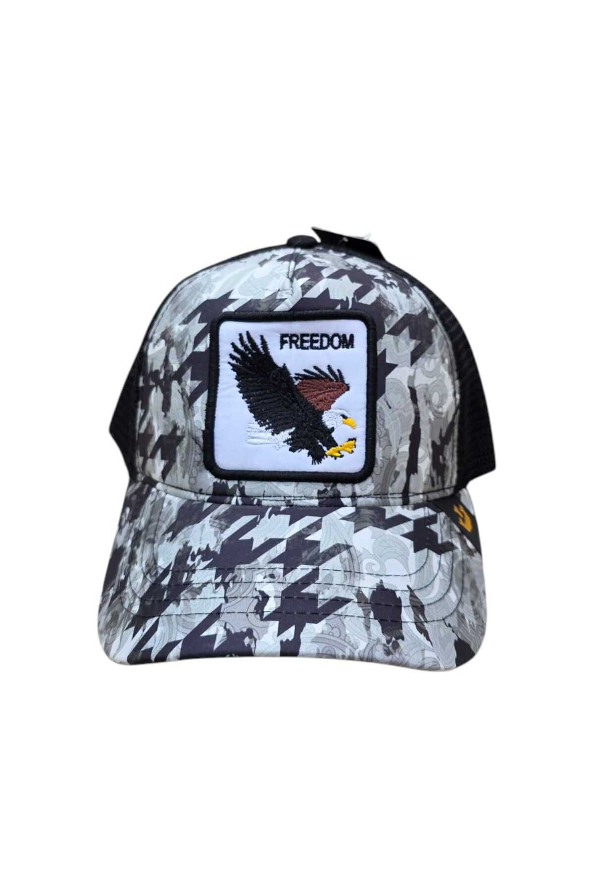 Anelli Erkek, Kadın Siyah Freedom Nakışlı Beyaz Fileli Trucker Şapka – Sokak Modası Unisex Snapback