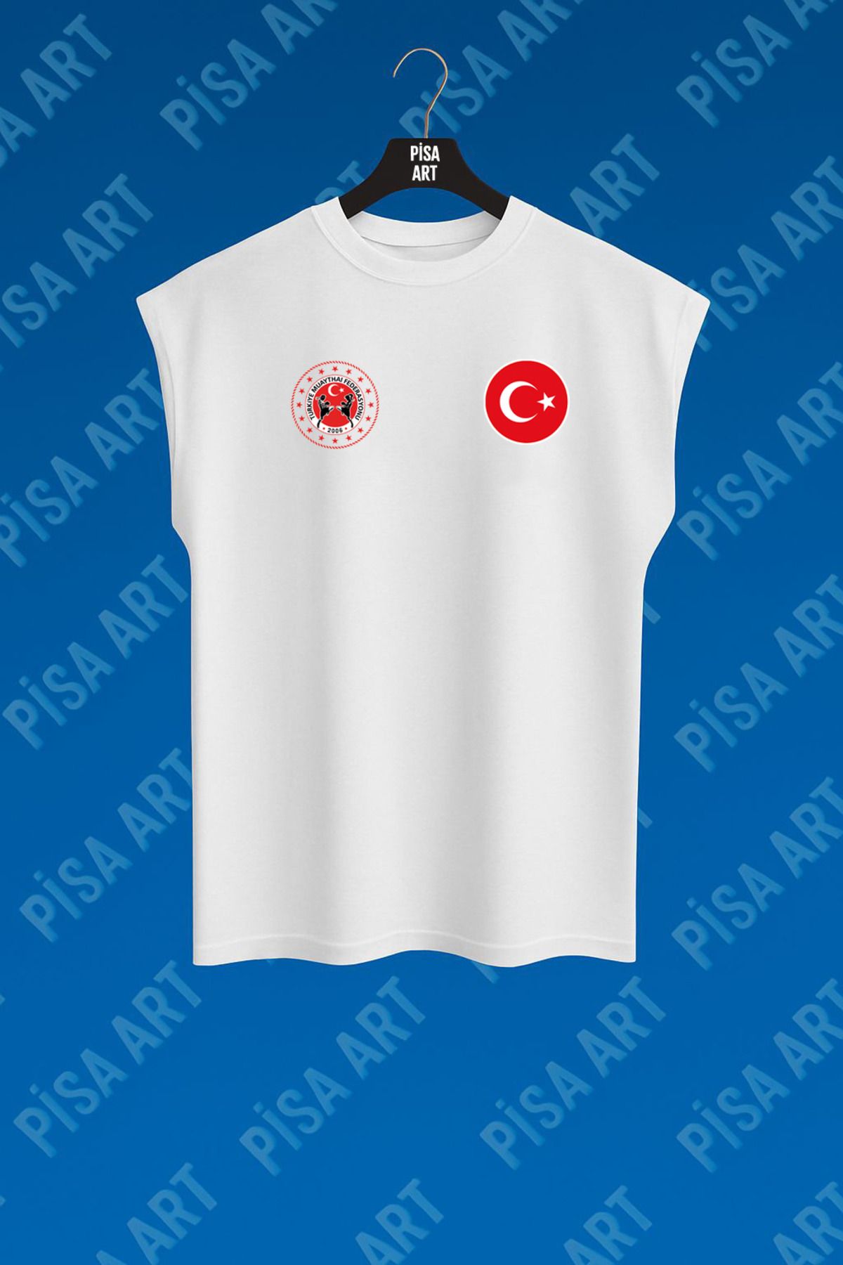 Pisa Art Muay Thai Milli Takım Unisex Antreman ve Günlük %100 Pamuk Kolsuz T-Shirt(Kişiye Özel Baskı Yapılır)