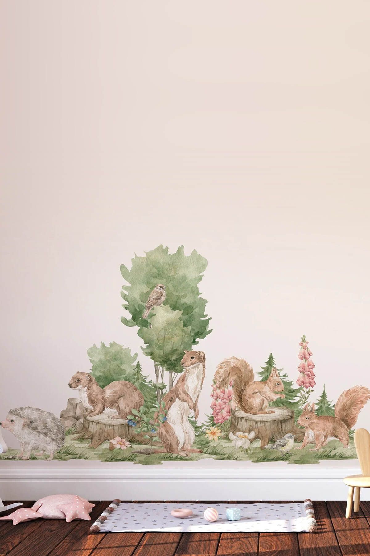 KT Decor Orman Arkadaşları Woodland Sincap Ormanı Duvar Sticker Seti