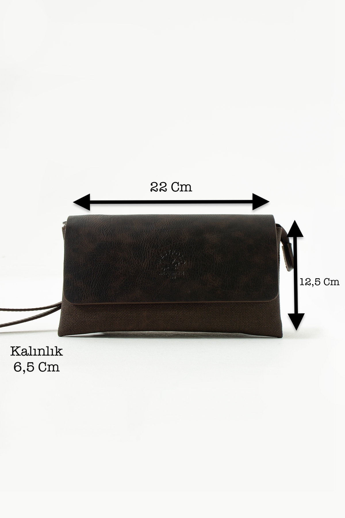 Westpolo Unisex Kanvas Kumaş Ve Vegan Deri Mıknatıslı El Portföyü - Kahverengi