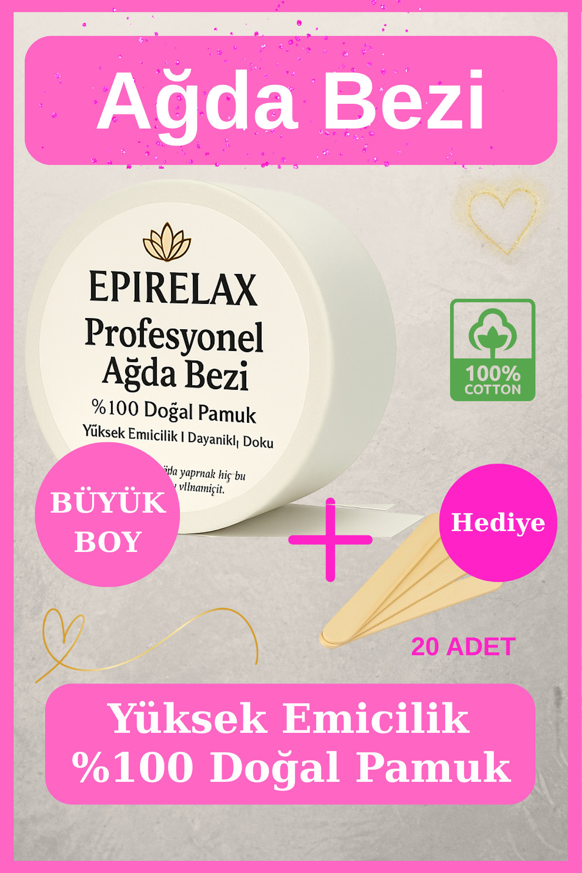 EpiRelax Büyük Boy Ağda Bezi Rulo Profesyonel Sir Ağda Bezi + Spatula Hediye