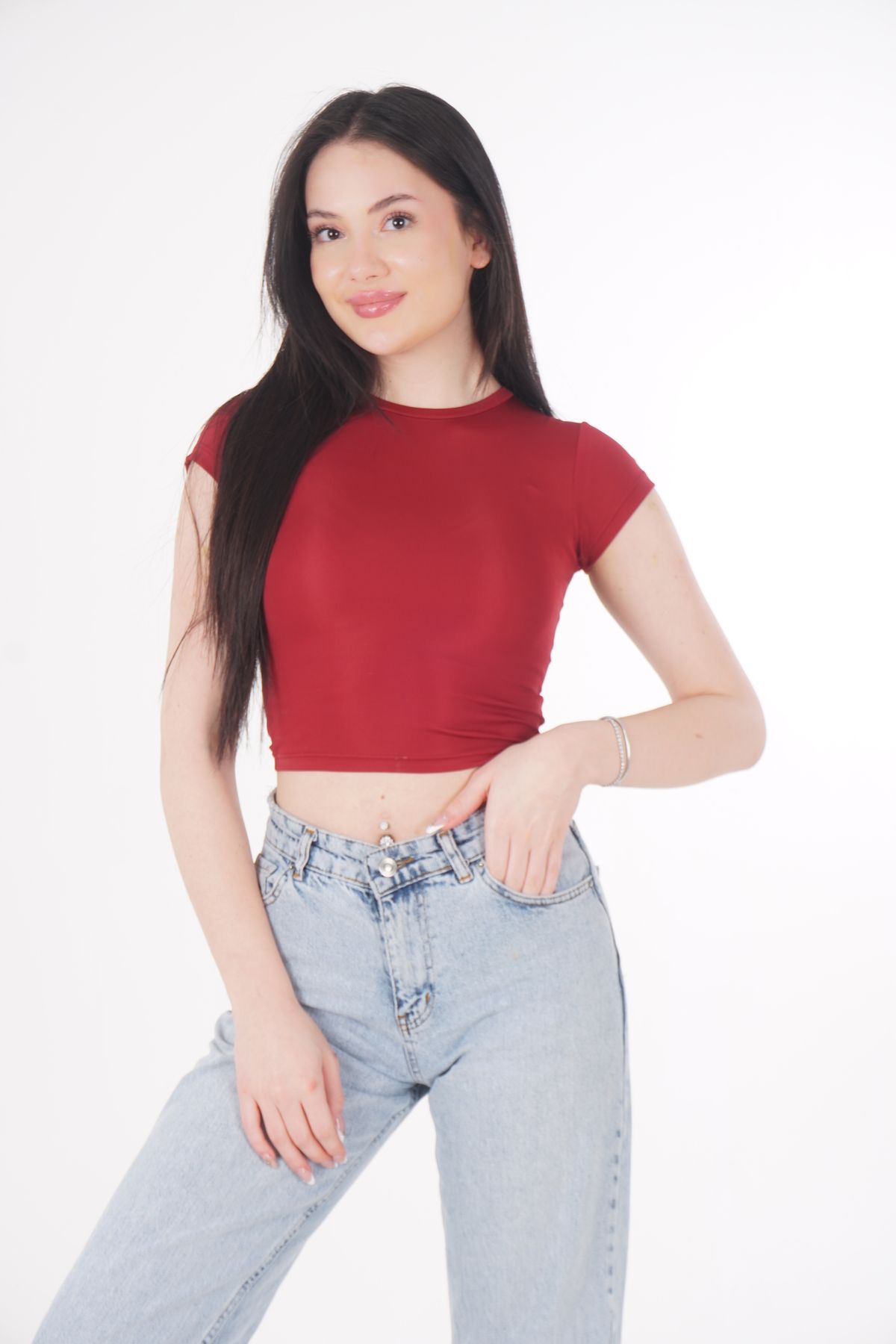 CHAURA Bisiklet Yaka Basic Kısa Kollu Bluz