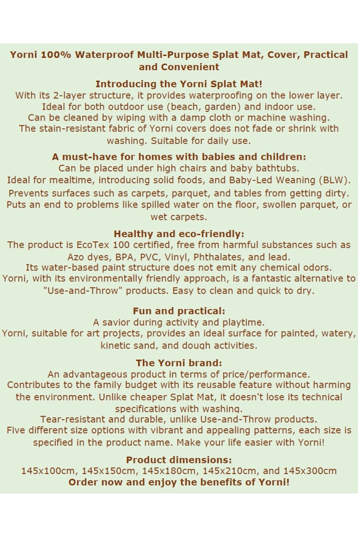 yorni 145x210cm Zoo Emzirme, Beslenme, Ek Gıdaya Geçişte, Sıvı Geçirmeyen, Yıkanabilir, Ekstra Geniş Örtü fotoğrafı 4 (önizleme)