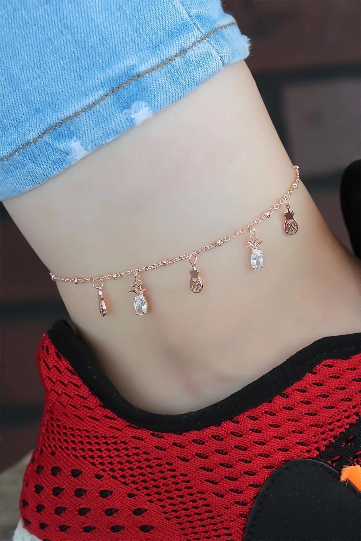 Moco Zirkon Taşlı Rose Renk Ananaslı Hal Hal