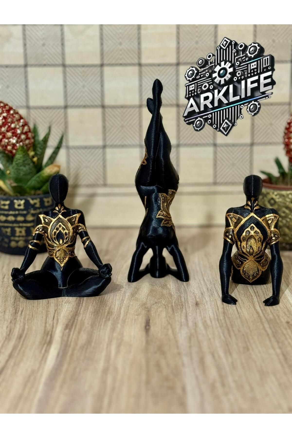 ARKlife 3D Electronic 3'lü Yoga Kadın Figür Seti Dekoratif Meditasyon Biblosu Ev Dekor Raf Süs Eşyası Yogasevere Hediye