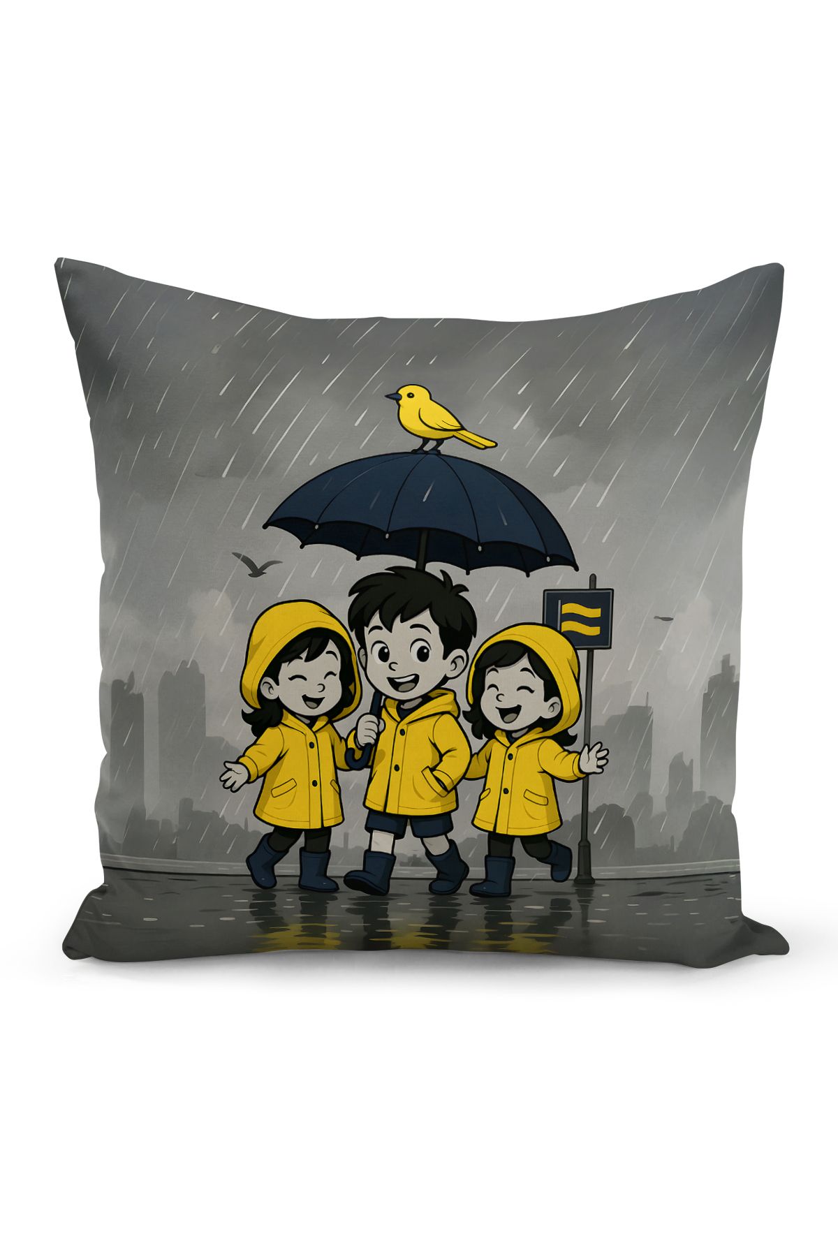 Bertille Home Çocuk Bebek Sarı Lacivert Taraftar Futbol Serisi Kırlent Kılıfı (Cushion Cover)