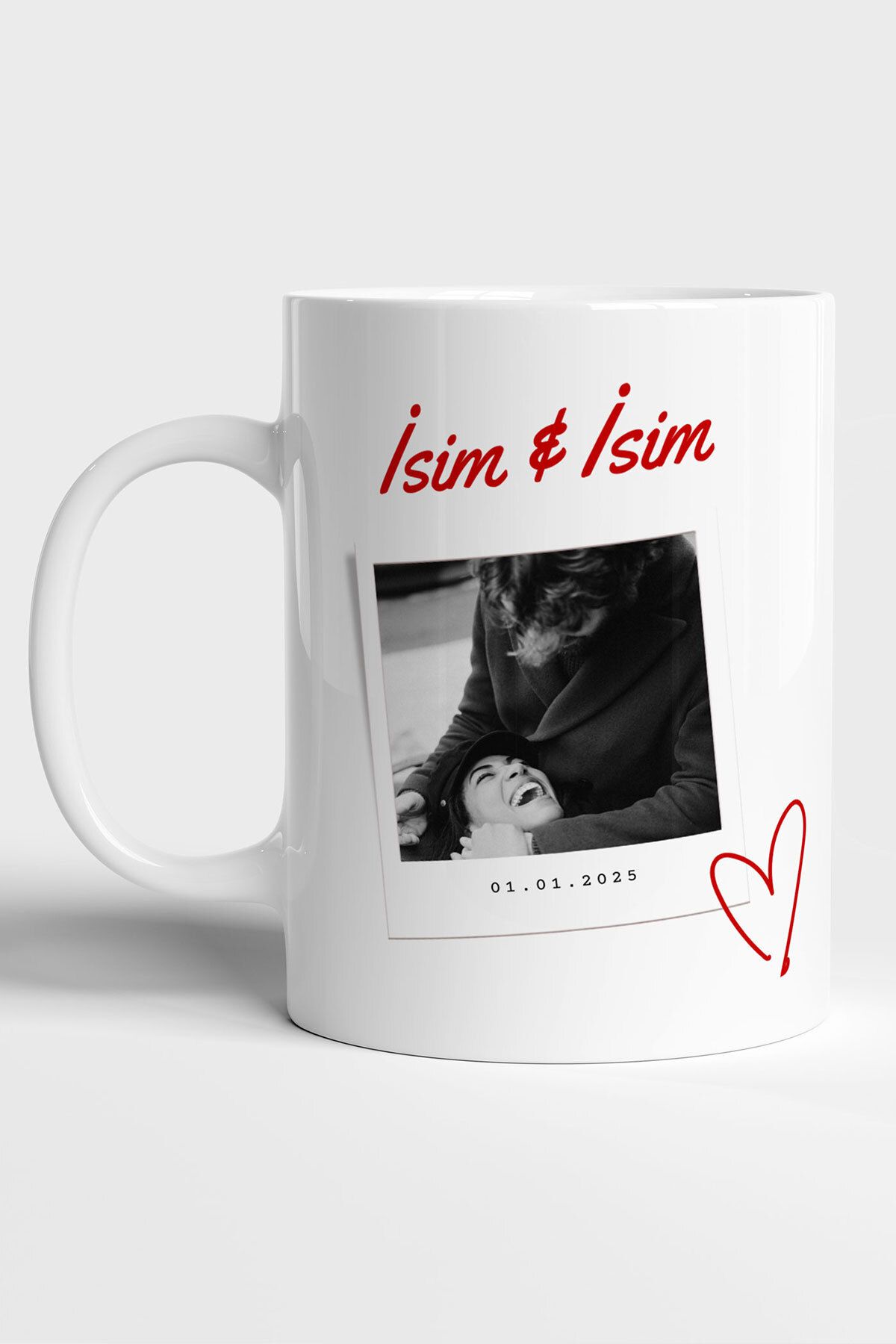 GRN TASARIM Seni Seviyorum Detaylı Fotoğraf ve İsim ile Kişileştirilebilir Baskılı Özel Tasarım Kupa Bardak