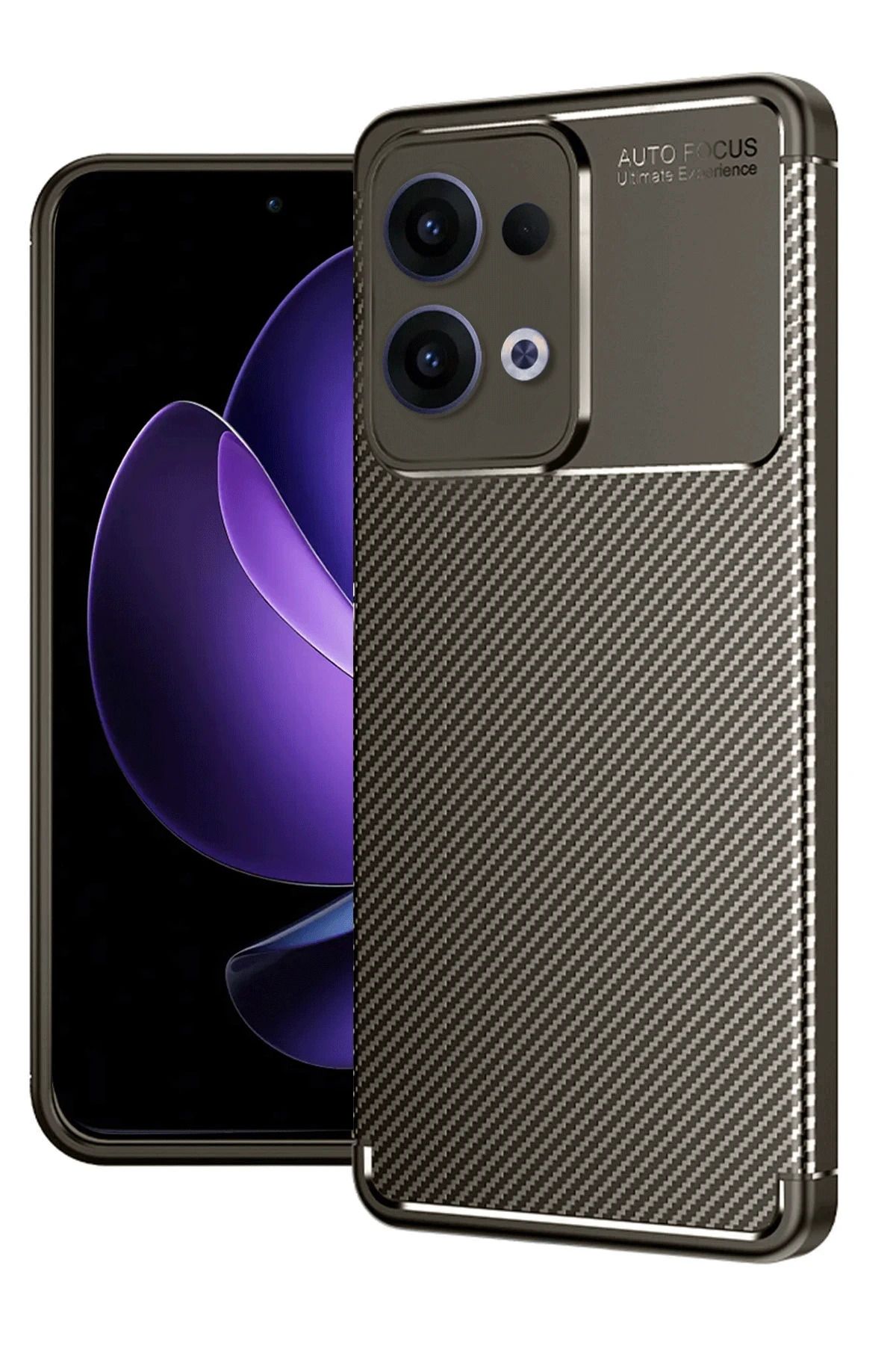 NewFace Reno 13 Pro Kılıf Auto Focus Karbon Kapak - Kahverengi MRAYD