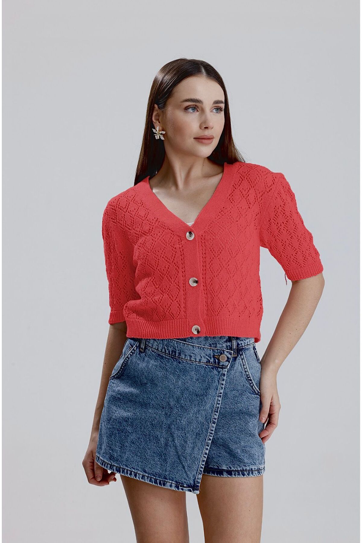 MODA MHE MODA MH AJURLU DÜĞMELİ HIRKA