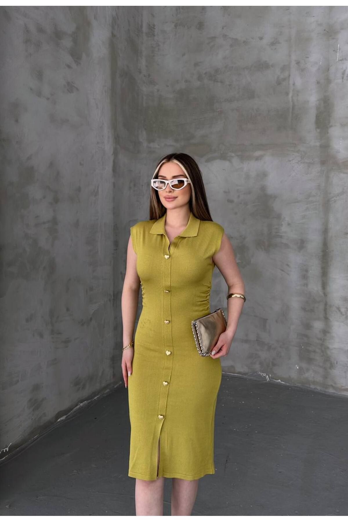 Abalı Yeni sezon--Triko yazlık, yumuşak iplik elbise ,Noura model.