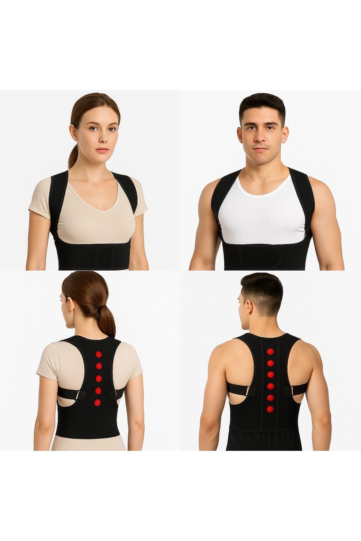 HARFİX Manyetik Ortopedik Medikal Mıknatıslı Kamburluk Önleyici Unisex Sırt Dik Duruş Korsesi