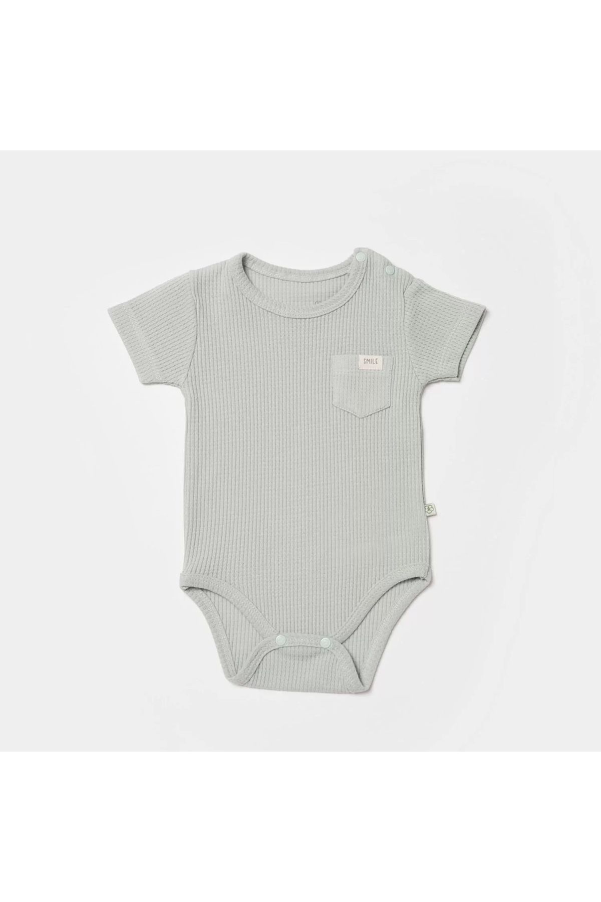 Moda Şahsenem Waffle Smile Kısa Kol Bebek Body Mint