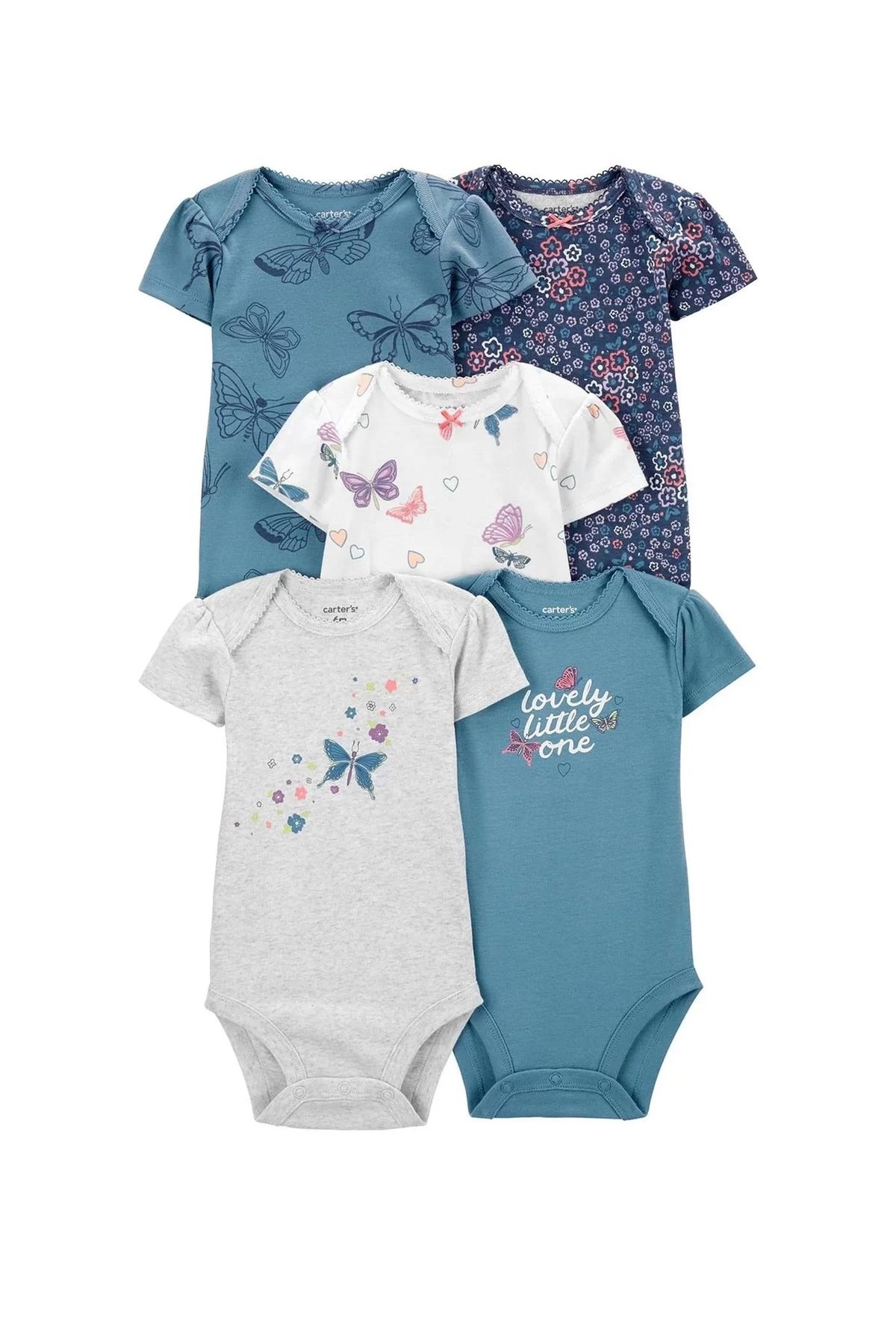 Moda Şahsenem Layette Kız Bebek 5'li Kısa Kol Body Karışık Renkli