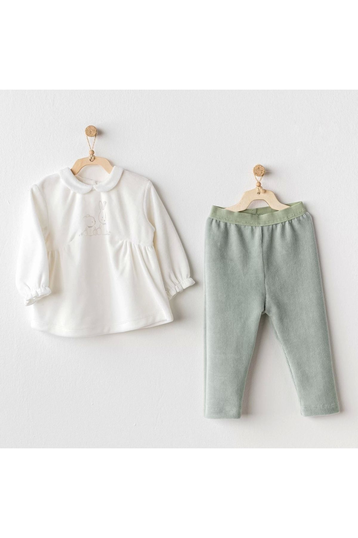 Moda Şahsenem Cute Bear Friends 2'li Bebe Takım Green