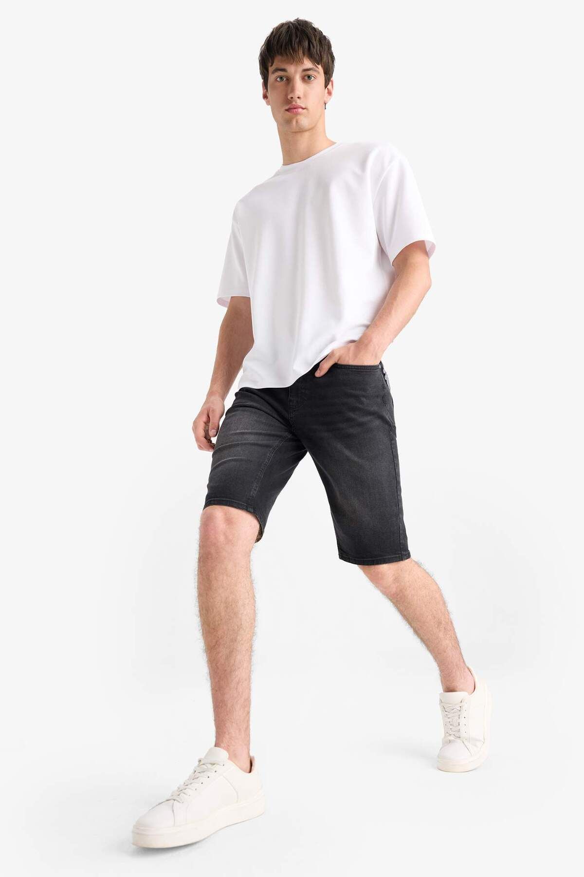 DeFacto-Regular Fit Jean Bermuda Shorts E5979Ax25Sm 3