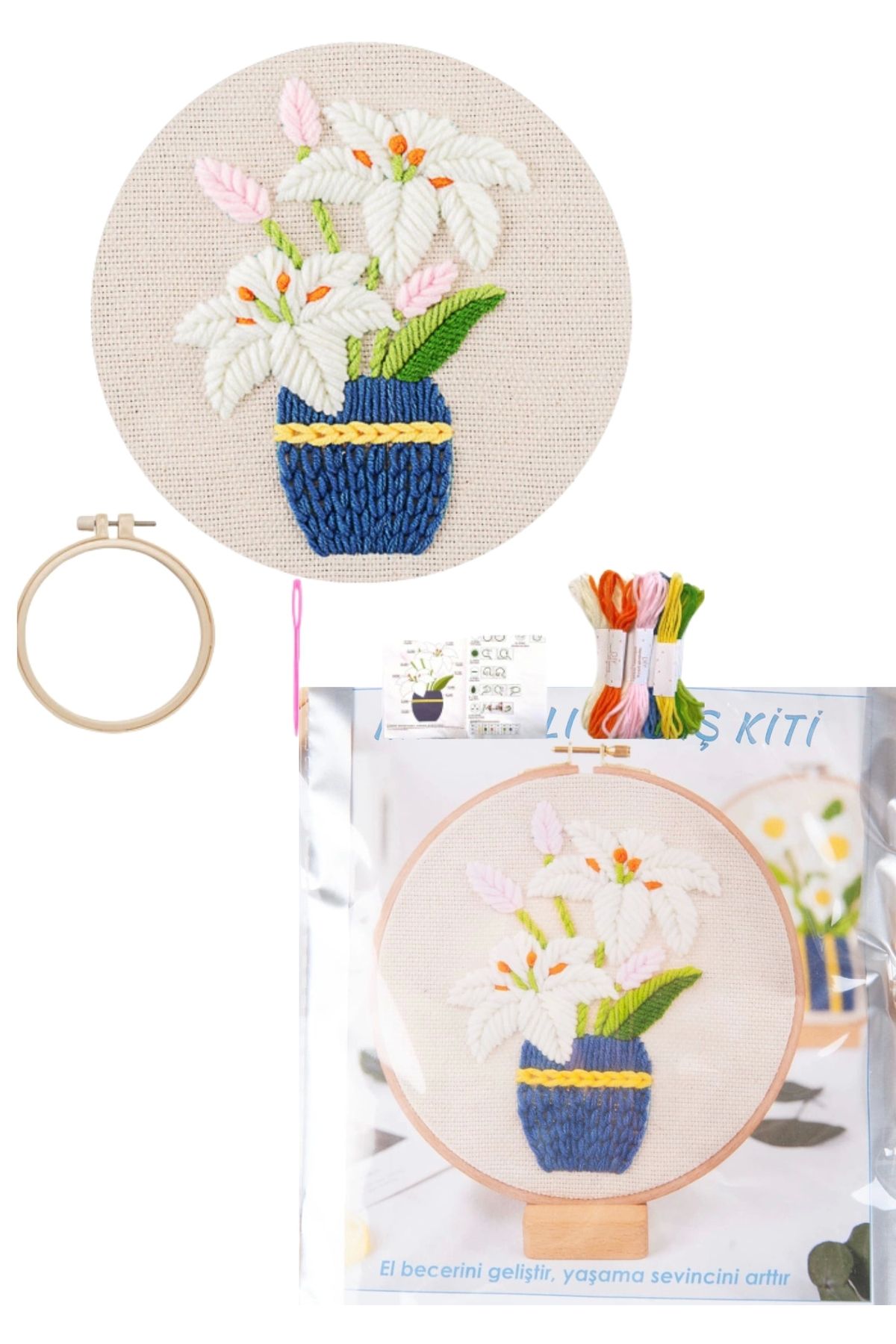 P Parla Nakış Kitleri Kasnaklı 13.5 X 18.8 cm Zambak