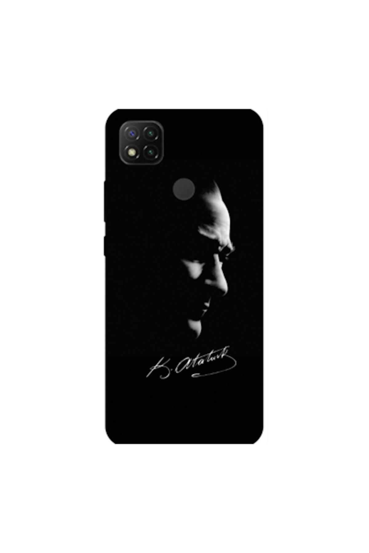 Zebana Xiaomi Redmi 10A Uyumlu Kılıf Mustafa Kemal Atatürk Black Silikon Kılıf (Baskılı)
