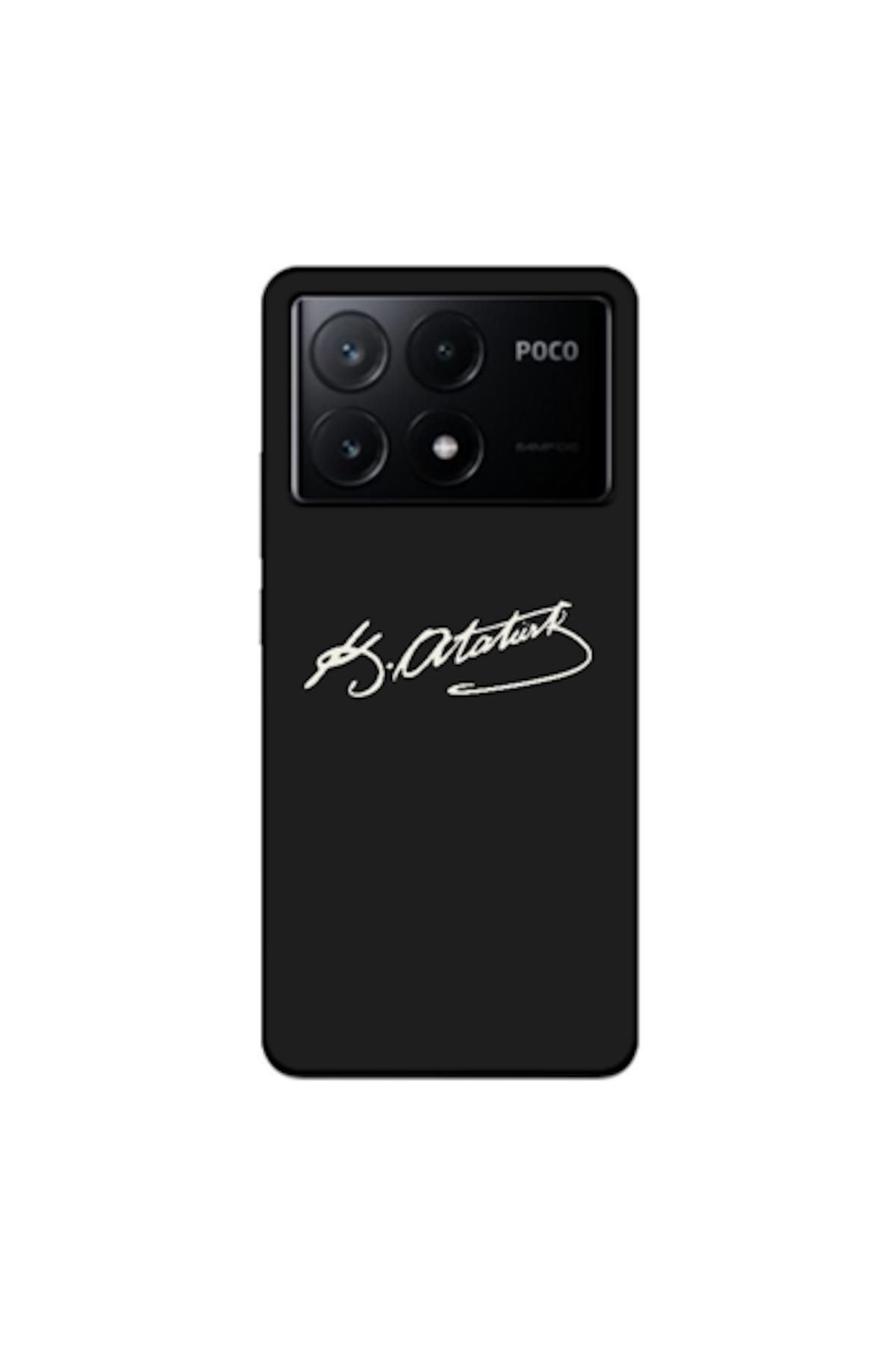 Zebana Xiaomi Poco X6 Pro 5G Uyumlu Kılıf Atatürk İmzası Silikon Kılıf (Baskılı)