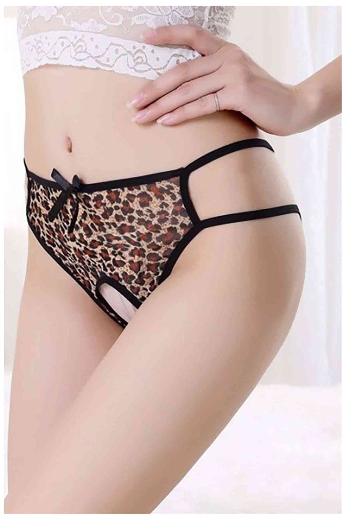 Shop58 SİA Leopar Özel Bölgesi Açık Beyaz Fiyoklu Külot 18025