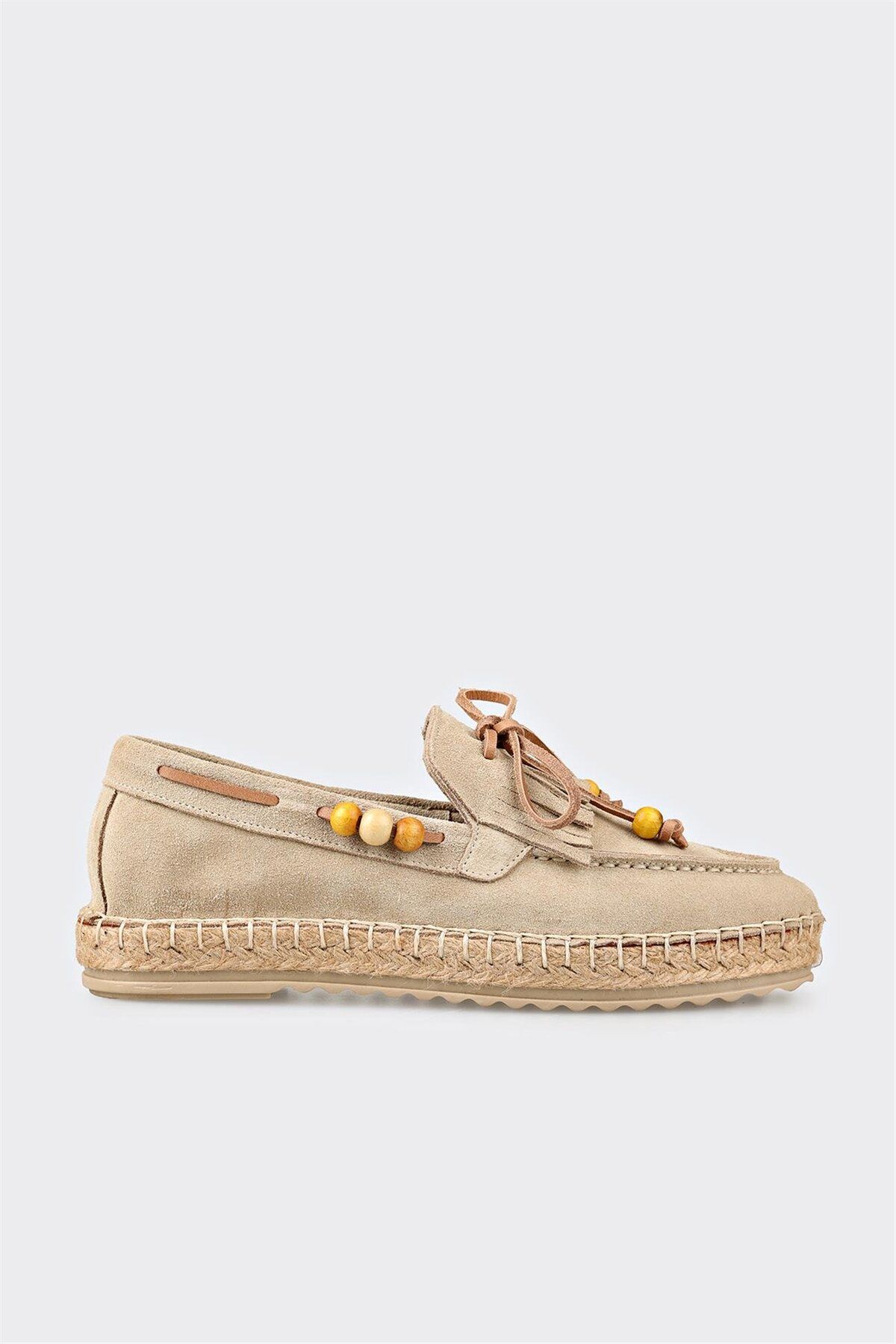 Elle Shoes Bej Deri Kadın Günlük Ayakkabı