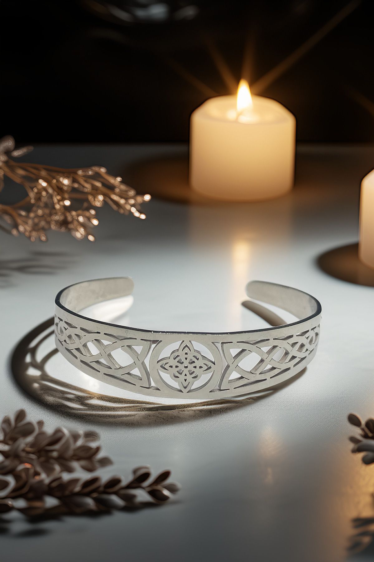 Shiney Aksesuar Mythos Collection – Celtic Knot 316L Paslanmaz Çelik Erkek Kadın Özel Kelepçe Bileklik