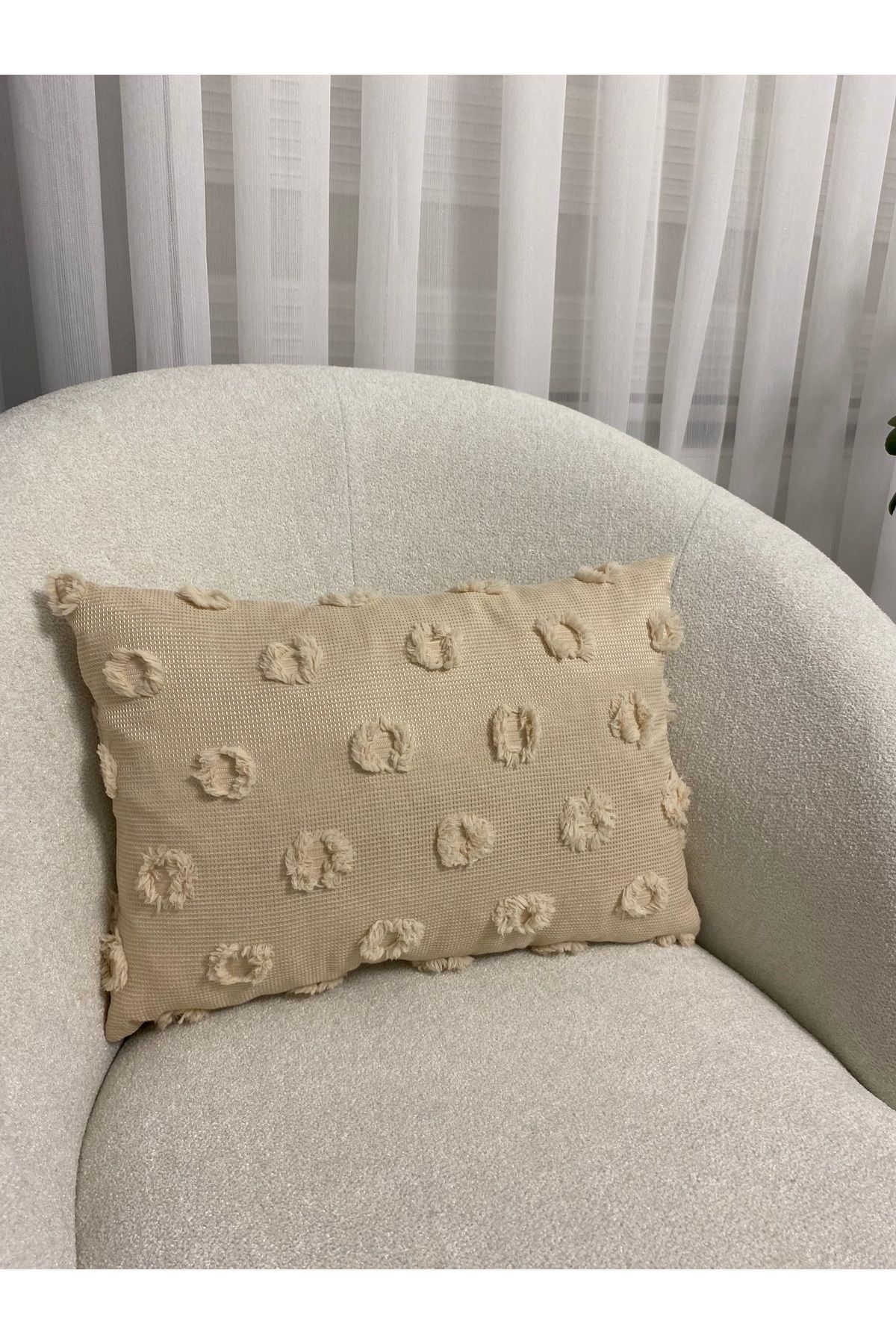 LILYUM Home Bohem Punch Desenli Kahverengi Dekoratif Kırlent Kılıfı 35x50 Cm