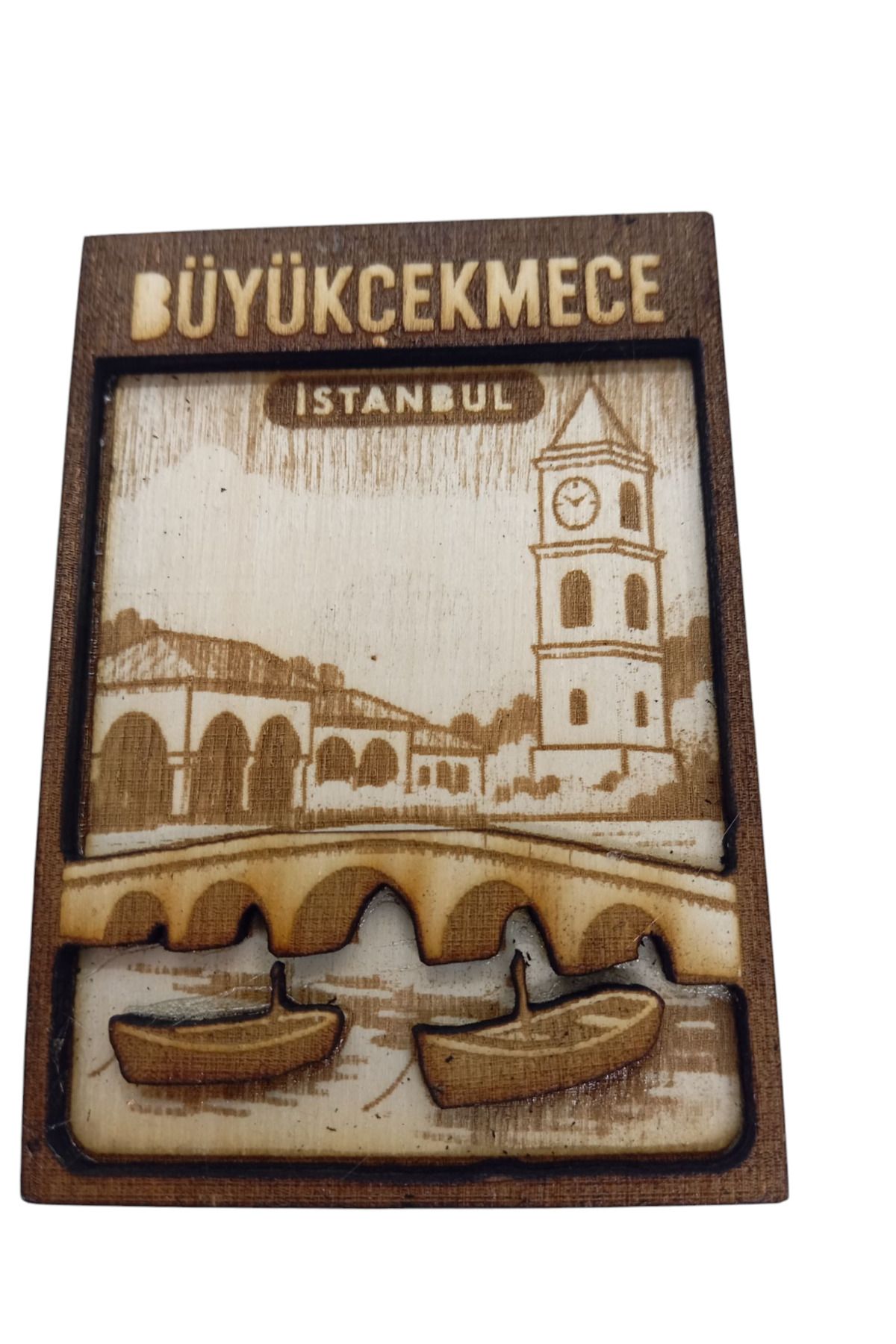 Home Büyükçekmece ilçesi 3D Ahşap Yakma Magneti, magnet