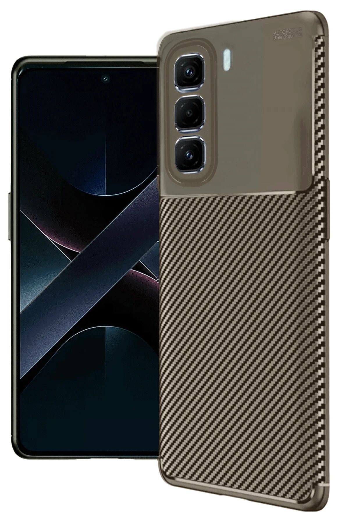 NewFace İnfinix Hot 50 4G Kılıf Auto Focus Karbon Kapak - Kahverengi MRAYD