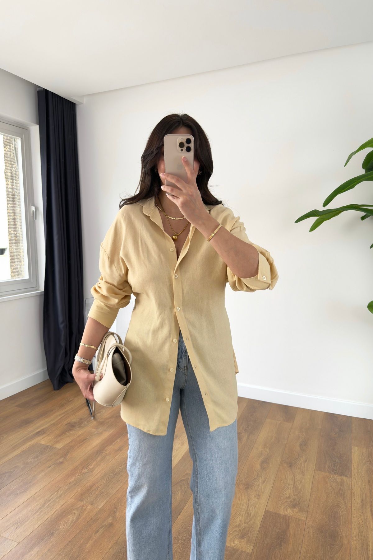 BİRCANÇİL MD Kai Krem Beli Bağlamalı Gömlek